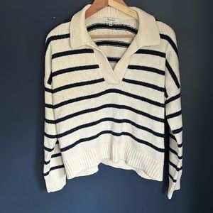 Madewell small navy/ivory striped sweater